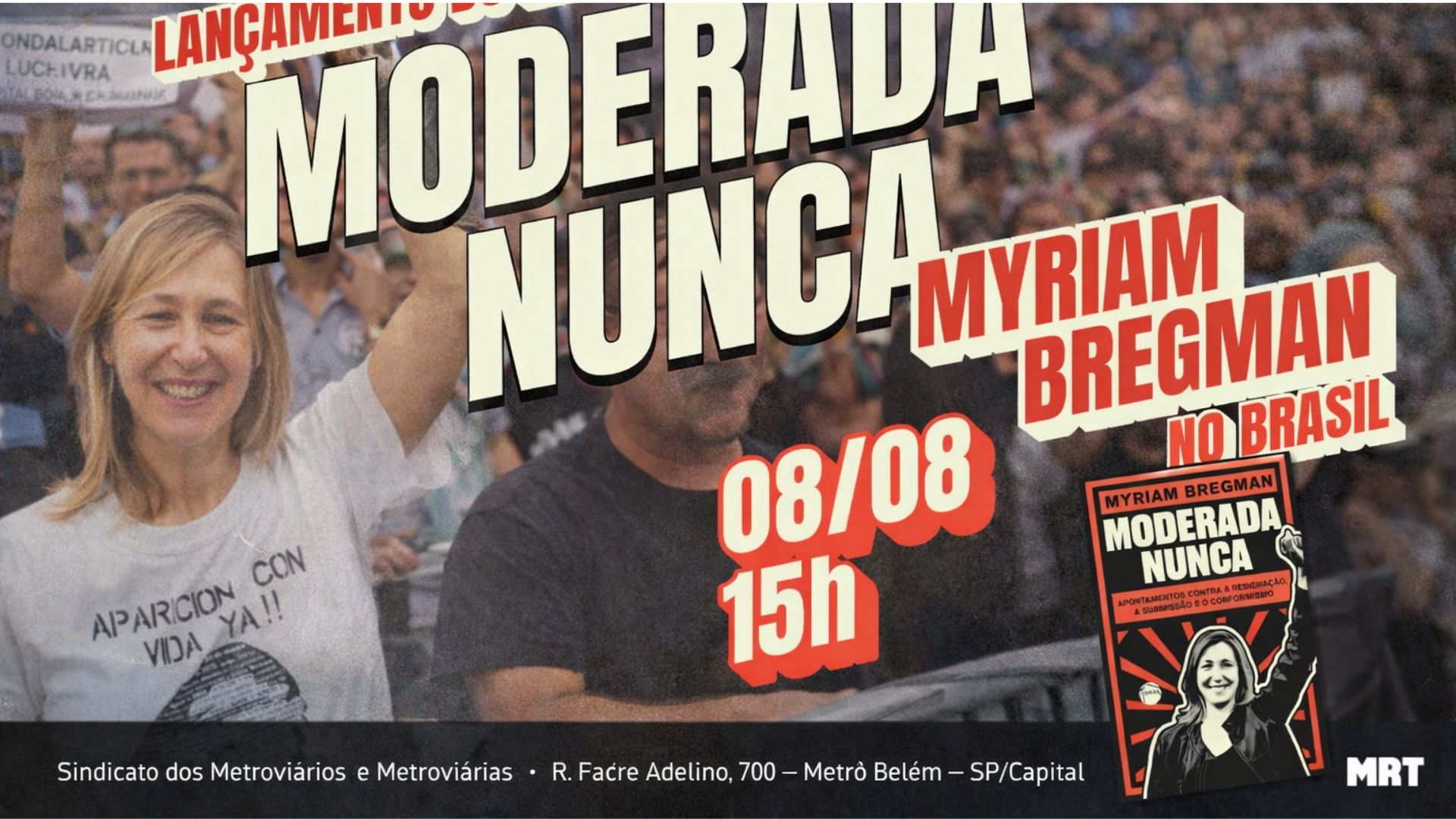 Capa: Participe! Atividade com Myriam Bregman, fenômeno da esquerda revolucionária na Argentina, em São Paulo