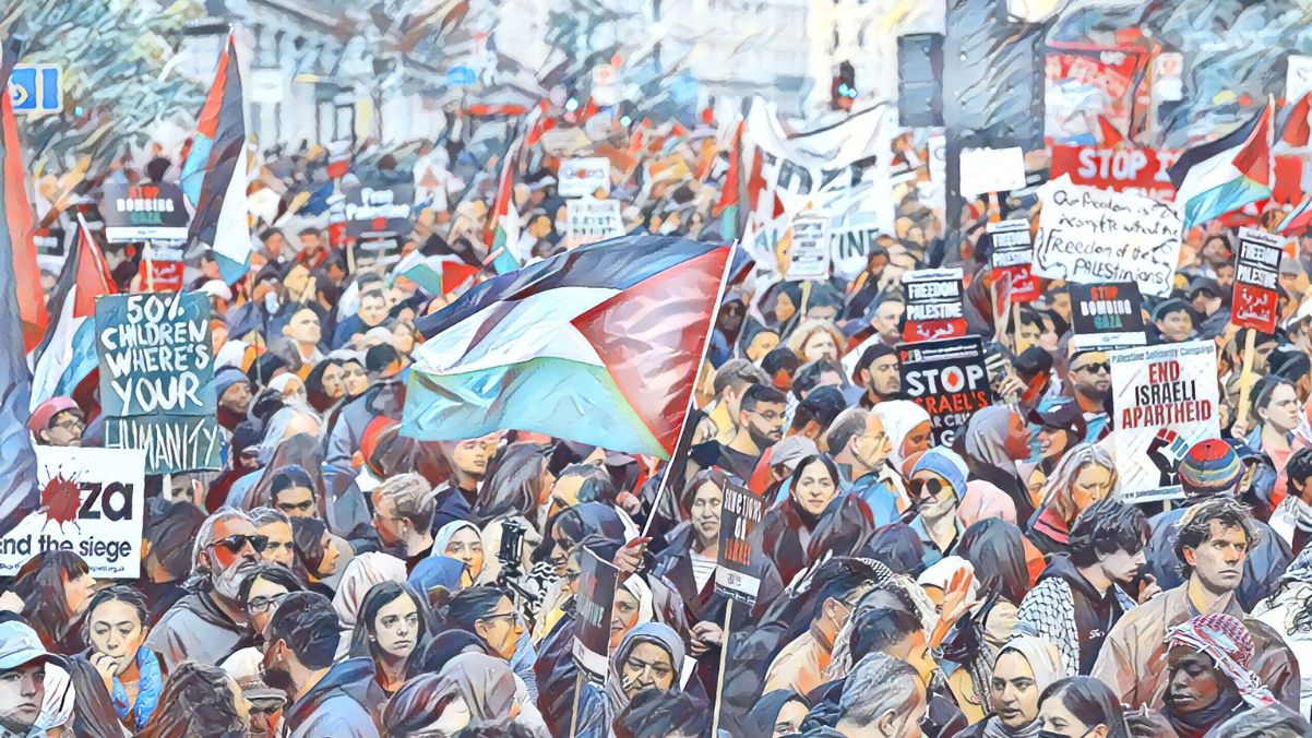Capa: Palestina: um ano de brutal genocídio e guerra no Oriente Médio